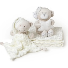 INTERBABY Deka mäkká guličky a prítulka a medvedík KRÉMOVÁ