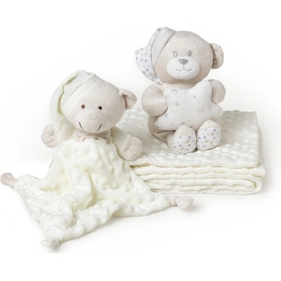 INTERBABY Deka mäkká guličky a prítulka a medvedík KRÉMOVÁ