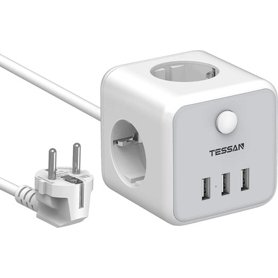 Tessan 3 Plug + 3 USB 1,5 m Switch (TS-301)