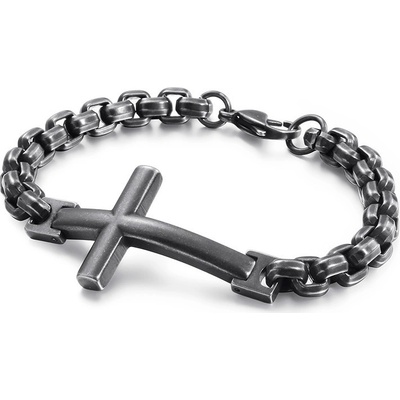 Steel Edge náramek z chirurgické oceli kříž WJHB372 Šedostříbrná