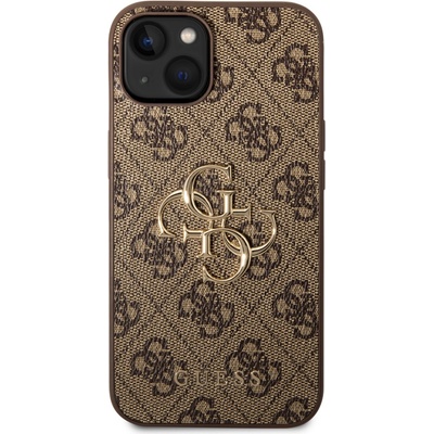 GUESS Гръб Guess PU 4G Metal Logo Case за iPhone 15 - Кафяв