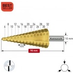 Karnasch Стъпално свредло Ø 6-32 mm (x 4 mm), HSS-XE TiN-Gold, 2x прав канал, BESTSELLER (1487)