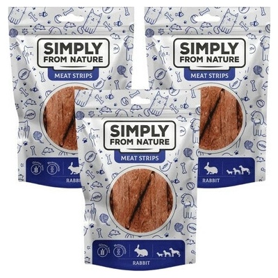 SIMPLY FROM NATURE Meat Strips Králičie stripsy pre psov 3x 80 g