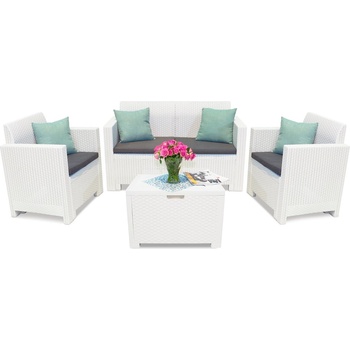 BICA Техноратанов комплект Nebraska Coffee 4 бял с кутия Bica (BC906BIAкутия)