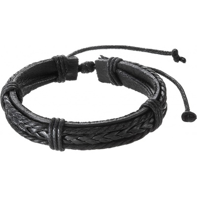 Pavona náramek pánský z černé koženky vázací 43039.3 černý