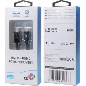 TB Print USB C - USB C Cable 1m with LED Charging Power Indicator (100W)