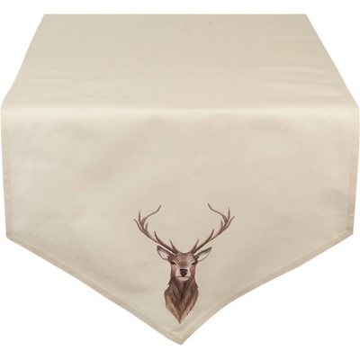 Clayre & Eef Béžový behúň s jeleňom Cosy Lodge 50x160 cm