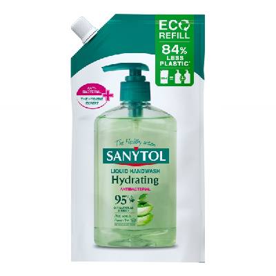 Sanytol Zelený čaj & Aloe Vera dezinfekční hydratující mýdlo na ruce náhradní náplň 500 ml