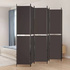 vidaXL Параван за стая, 6 панела, кафяв, 300x220 см, плат (350255)