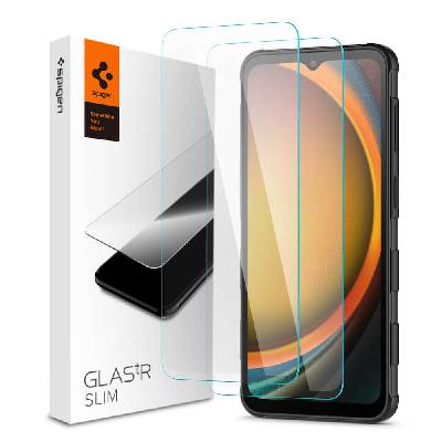 2 броя стъклени защитни покрития за дисплея на Samsung Galaxy Xcover 7, Xcover 7 Pro - Spigen Tempered Glass GLAS. tR Slim 2 Pack (прозрачен) (AGL09407)