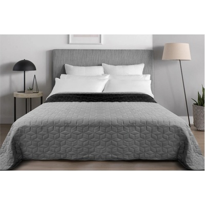 Divio přehoz na postel oboustranný DIAMANTE černá-světle šedá 200 x 220 cm