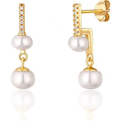 JwL Luxury Pearls nápadité žlutě zlacené s pravými perlami a zirkony JL0772