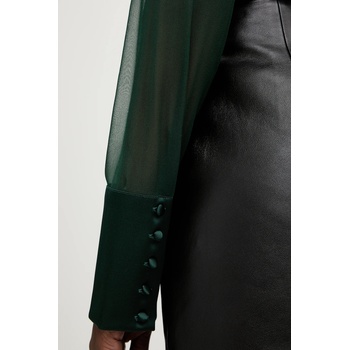 Retrofete Копринена риза Retrofete Suri дамска в зелено със стандартна кройка FW24-10301 (FW24.10301)