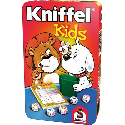 Schmidt Detská hra s kockami Kniffel Kids v plechovej krabičke
