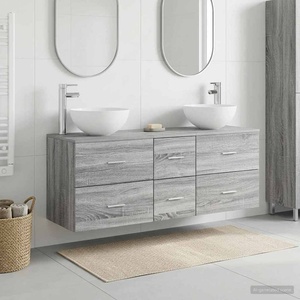 vidaXL Комплект шкафове за баня 3 бр. Сив Сонома 49, 5 x 41 x 64, 5 см (3405816)