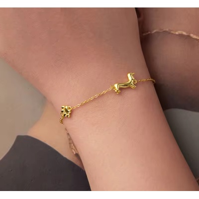 For Silver Pozlacený náramek Jezevčík s tlapkou - Stříbro 925