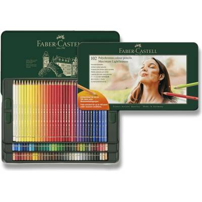 Faber Castell pastelky Polychromos plechová krabička 102 barev 210061