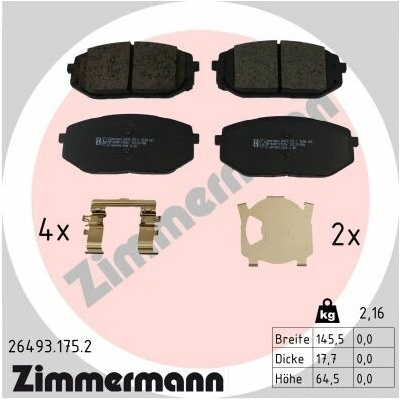 ZIMMERMANN Sada brzdových platničiek kotúčovej brzdy 26493.175.2