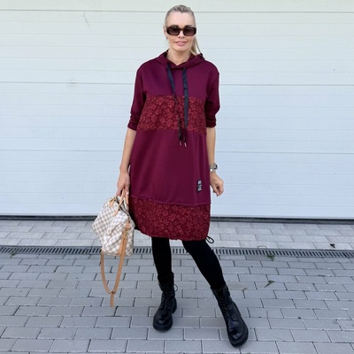 Made in Italy Hoodie Rose burgundy – Zboží Dáma