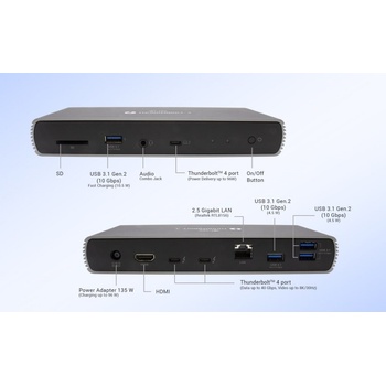 i-Tec Thunderbolt 4 Dual Display Docking Station + Power Delivery 96W TB4DUALDOCKPD