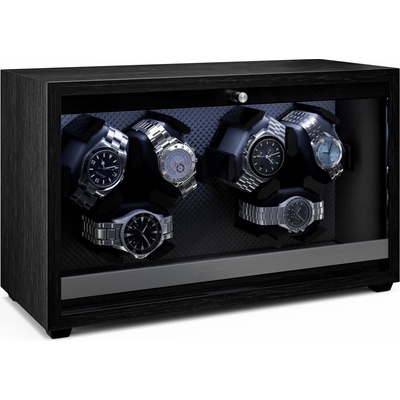 Klarstein Устройство за навиване на часовници Brienz 6, 4 режима, безшумно, имитация на дърво, гъвкава възглавница (WW3-Brienz6Black) (WW3-Brienz6Black)