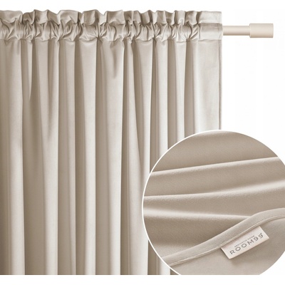 ROOM99 Závěs z veluru 140x250 na pásce wave žabky béžový světle Bianca