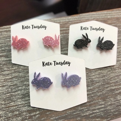 Olive Felix Veľkonočné náušnice s trblietavým zajačikom FE49970617450839HI