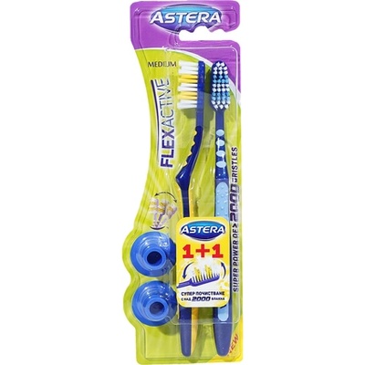ASTERA Четка зъби флекс медиум 1 + 1 2бр