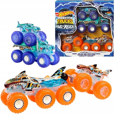 Mattel Hot Wheels Monster Trucks Power Smashers tahač a truck 4 vozidla v balení HYJ29
