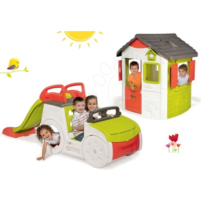 Smoby set domček Jura Lodge a preliezačka Adventure Car 810500-6