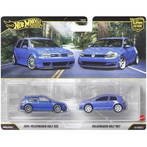 Mattel Hot Wheels: 2004 Volkswagen Golf R32 и Volkswagen Golf MK7 луксозни колички - комплект от 2 броя (JHW49)