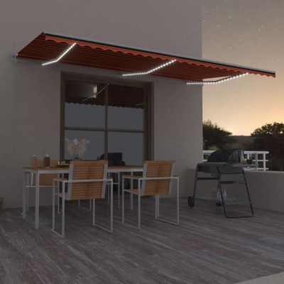 vidaXL Automatická markýza LED a senzor větru 600x350 cm oranžovohnědá