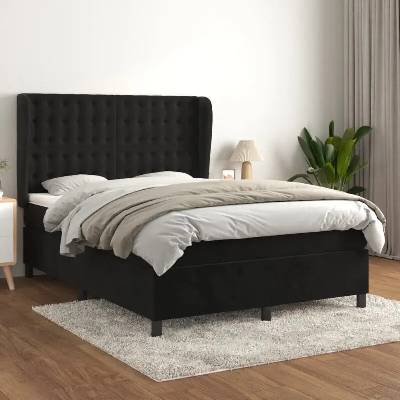 vidaXL 11461.3129449 Boxspring postel s matrací černá samet