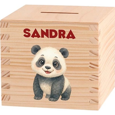 ČistéDrevo Detská drevená pokladnička - Divoká Ázia Zvoľte zvieratko: Panda