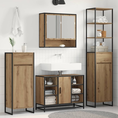 vidaXL Шкаф за баня Дъб Артизан 40 x 30 x 100 см Инженерно дърво (886503)