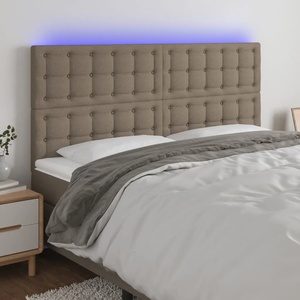 vidaXL LED горна табла за легло, таупе, 160x5x118/128 см, плат (3122868)