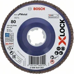 Bosch X-LOCK Ламелен шлифовъчен диск BfM Ø 115 мм, G 80, X571 2608619207 (2608619207)