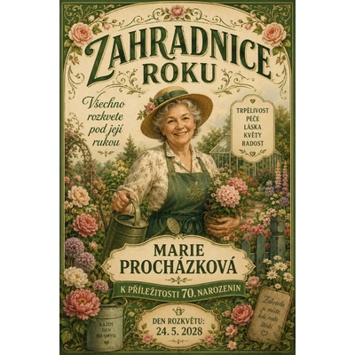 Bezvadary.cz | Zahradnický retro plakát zahradnice roku s vlastní fotografií - A4 (30x21cm) rp26
