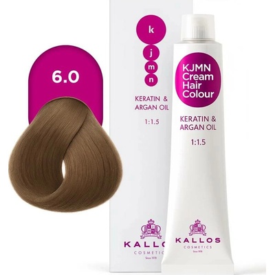 Kallos KJMN s keratinem a arganovým olejem 6.0 Dark Blond Cream Hair Colour 1:1.5 100 ml