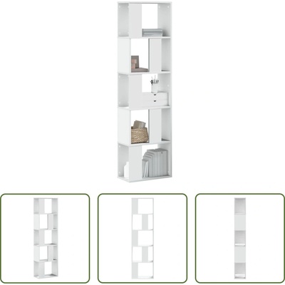 Knihovna 5patrová bílá 45x23,5x162,5 cm kompozitní dřevo