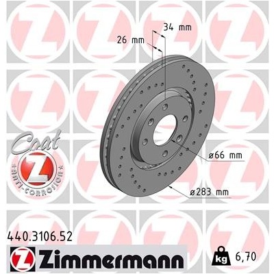 ZIMMERMANN Brzdový kotúč 440310652