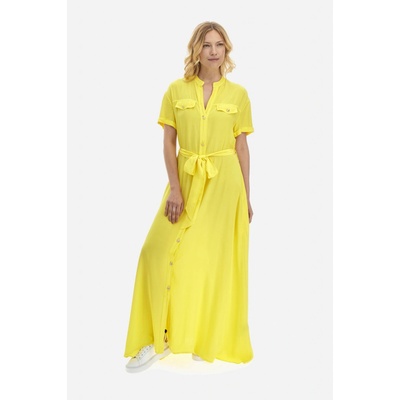La Martina Woman Long Dress Diamond Visco žltá