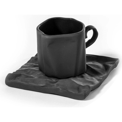 Ćmielów Design Studio Чаша за еспресо с нестандартна форма Ćmielów с чинийка антрацит (890289BA2CD27)