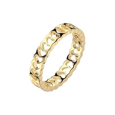 Šperky4U Zlacený ocelový prsten se srdíčky OPR1915