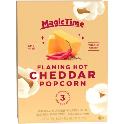 Magic Time Flaming Hot popkorn s příchutí čedaru a chilli 3 x 80 g