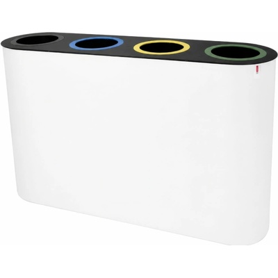 Lune sestava na tříděný odpad Split, bílá/černé víko, lakovaná ocel, 4 x 38 l 41153302
