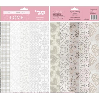 Paper Design Sada ručních papírů Deco Love 100% bavlna A4 (10ks)