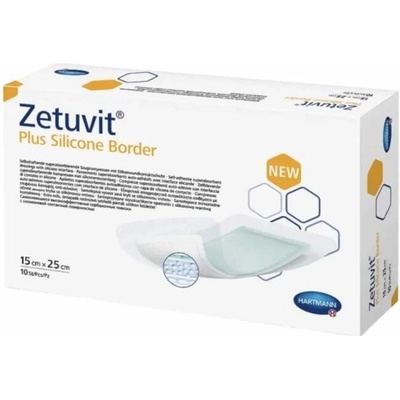 Zetuvit Plus Silicone Border kompres sterilní 15 x 25 cm 10 ks
