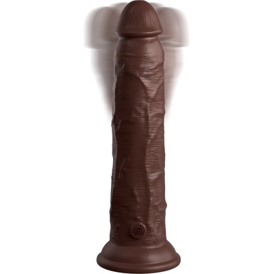 Pipedream King Cock Elite 9" Vibrating Silicone Dual Density Cock with Remote Brown
