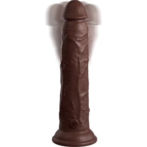 Pipedream King Cock Elite 9" Vibrating Silicone Dual Density Cock with Remote Brown